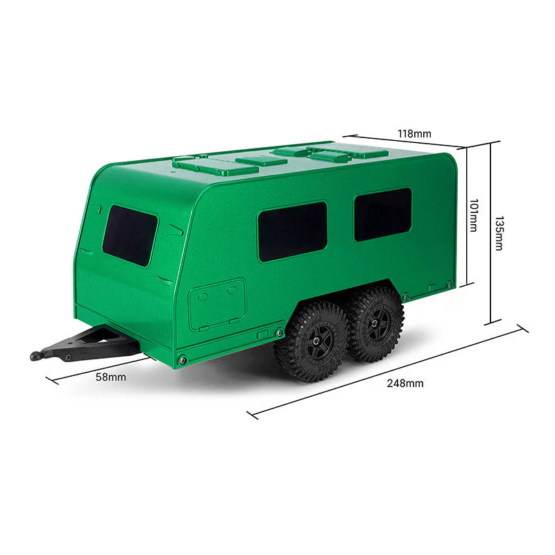 Remorque de camping-car vert INJORA avec attelage pour 1/18 TRX4M - AX-TC09GN - Breizh Modélisme.