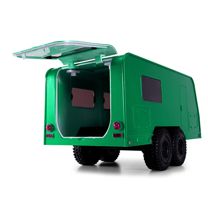 Remorque de camping-car vert INJORA avec attelage pour 1/18 TRX4M - AX-TC09GN - Breizh Modélisme.
