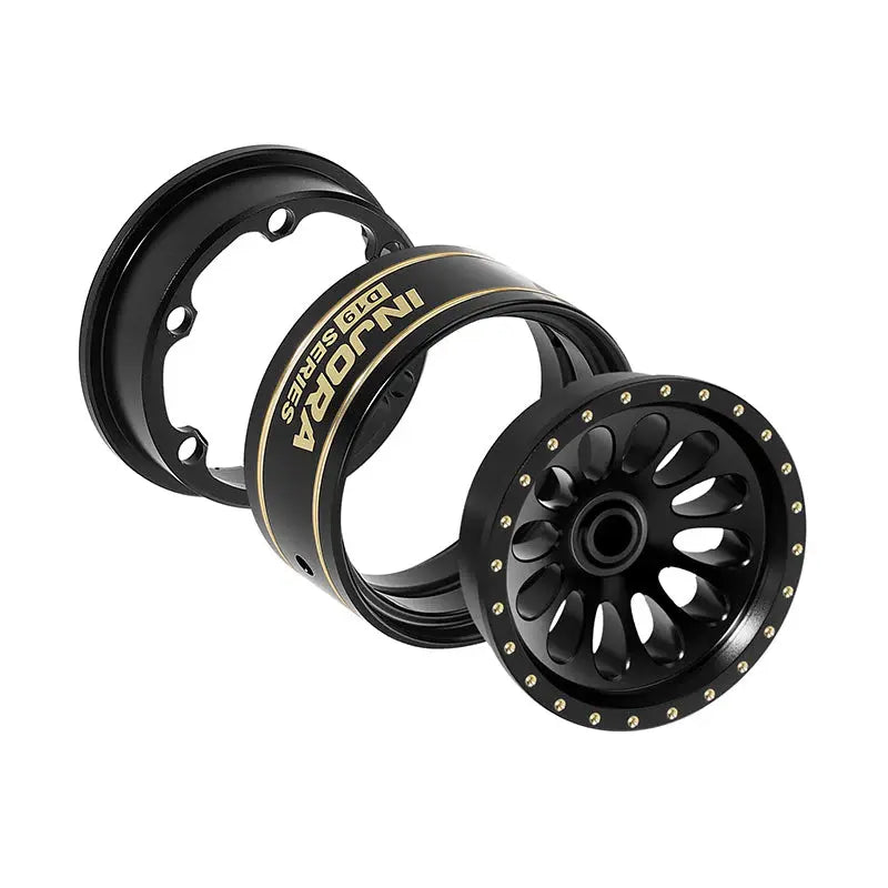 4 jantes en laiton noir ondulé Injora 0,7" D19 pour 1/30 SCX30 (W7005)
