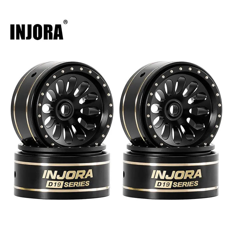 4 jantes en laiton noir ondulé Injora 0,7" D19 pour 1/30 SCX30 (W7005)