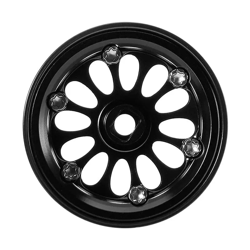 4 jantes en laiton noir ondulé Injora 0,7" D19 pour 1/30 SCX30 (W7005)