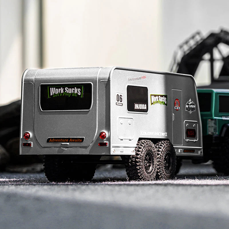 Remorque de camping-car silver INJORA avec attelage pour 1/18 TRX4M - AX-TC09SR - Breizh Modélisme.