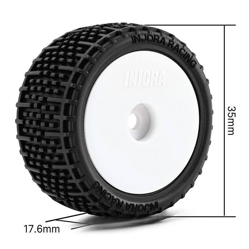 2 roues de Buggy Injora non collées Losi Micro-T 1/28 blanc - MBT04-WH