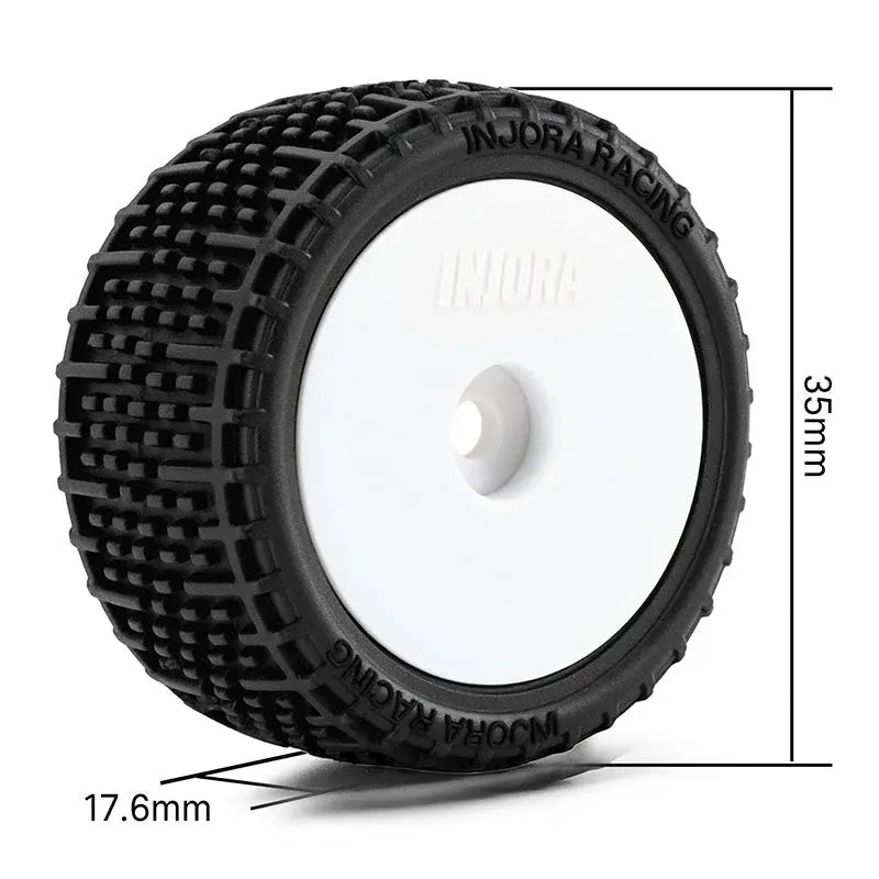 2 roues de Buggy Injora non collées Losi Micro-T 1/28 blanc - MBT04-WH