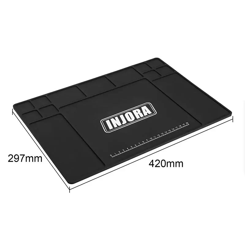 Tapis de travail en silicone INJORA pour voiture 1/18 1/24 RC (420 x 297 mm) - Tool-64 - Breizh Modélisme.