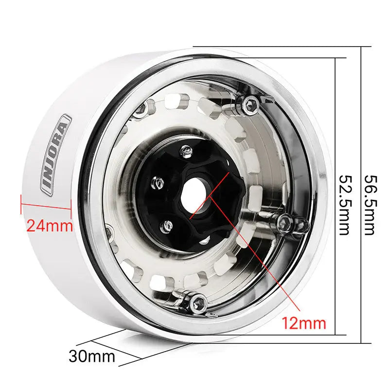 4 jantes INJORA 1,9" chrome en aluminium CNC pour crawlers RC 1/10 (W1903)