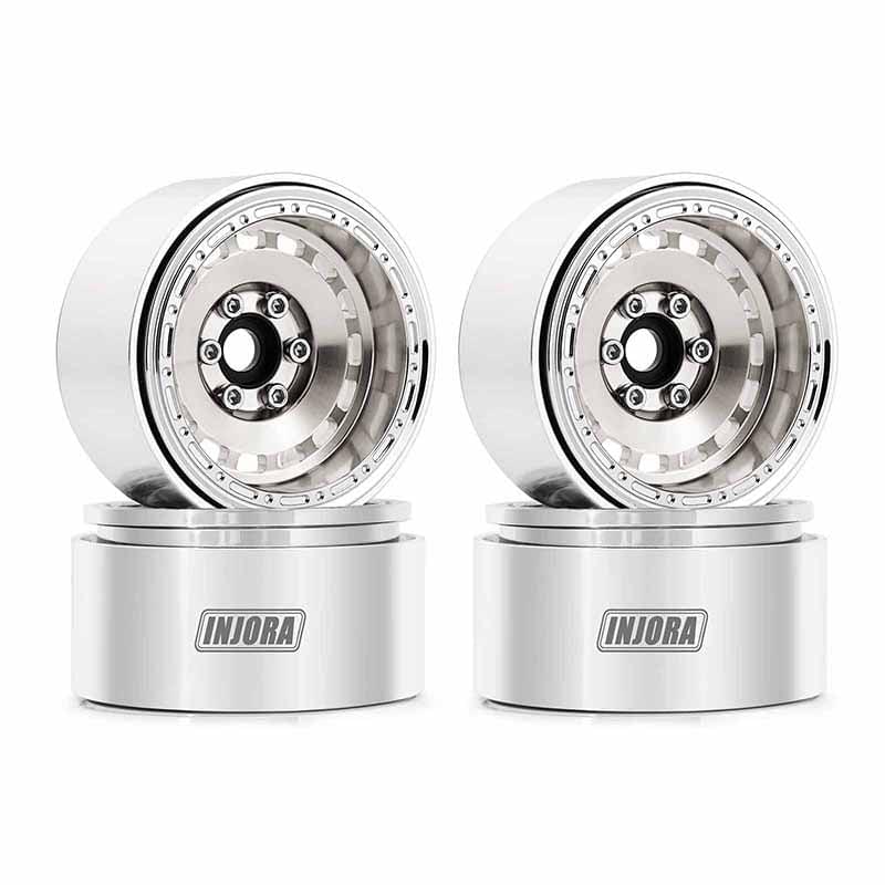 4 jantes INJORA 1,9" chrome en aluminium CNC pour crawlers RC 1/10 (W1903)