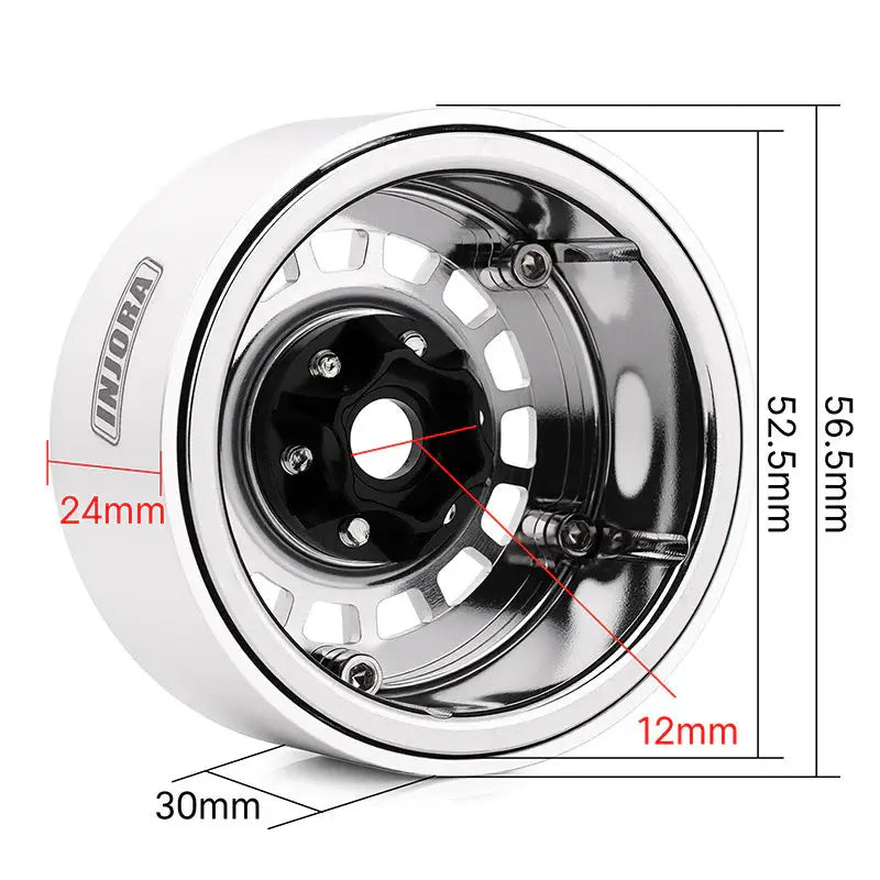 Jantes multi-rayons INJORA 1,9" en aluminium CNC pour crawler RC 1/10 - DGW-1902CH - Breizh Modélisme.