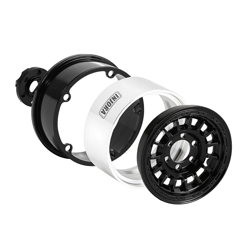 Jantes multi-rayons INJORA 1,9" en aluminium CNC noir pour crawler RC 1/10 - DGW-1902BK - Breizh Modélisme.
