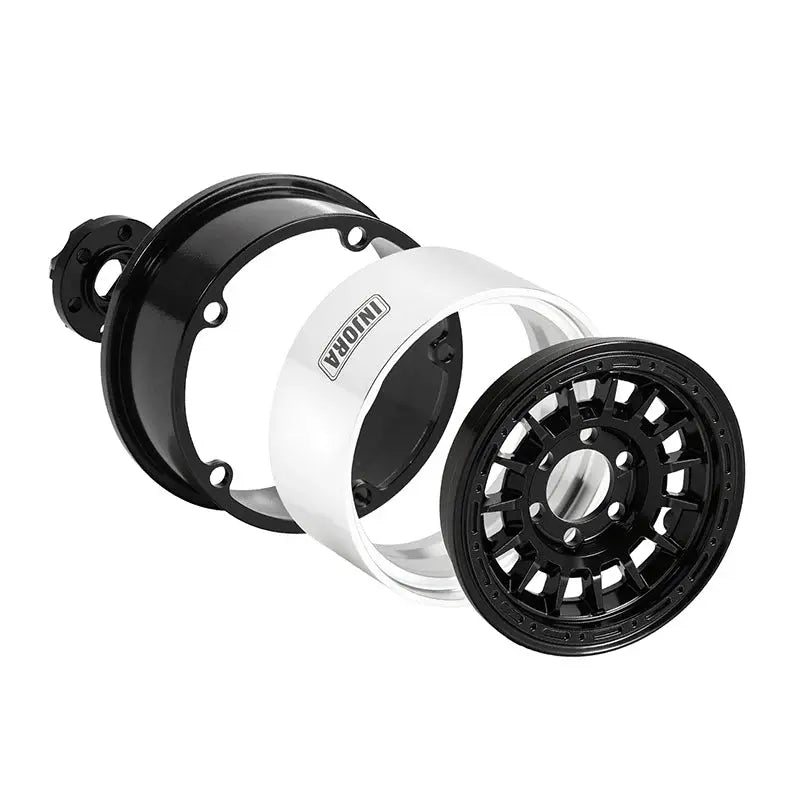 Jantes multi-rayons INJORA 1,9" en aluminium CNC noir pour crawler RC 1/10 - DGW-1902BK - Breizh Modélisme.