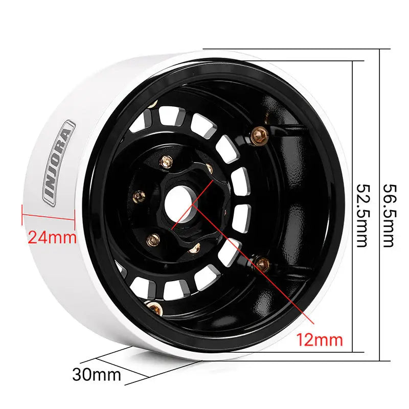 Jantes multi-rayons INJORA 1,9" en aluminium CNC noir pour crawler RC 1/10 - DGW-1902BK - Breizh Modélisme.