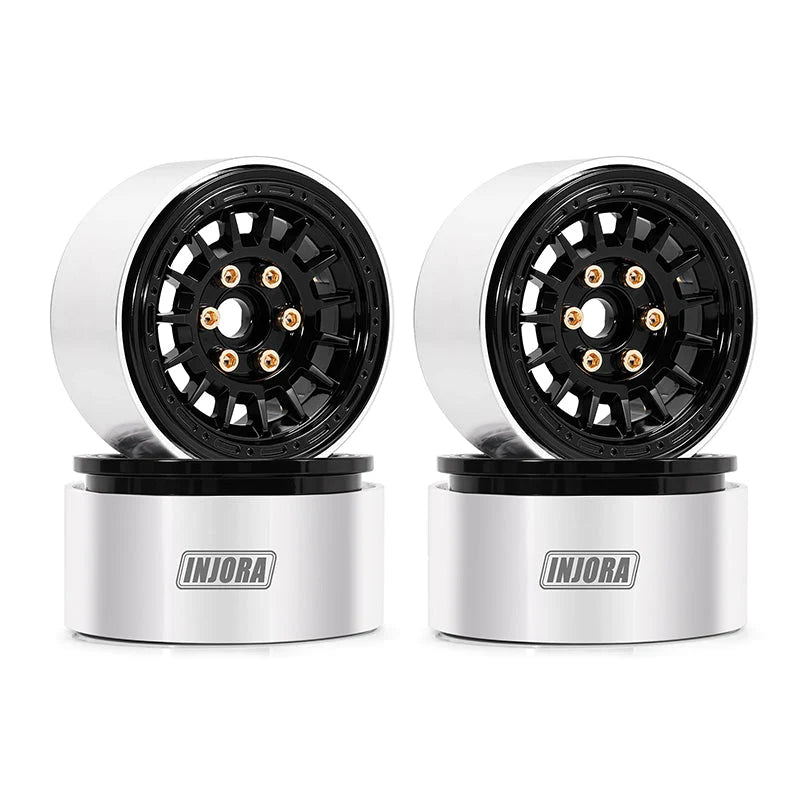 Jantes multi-rayons INJORA 1,9" en aluminium CNC noir pour crawler RC 1/10 - DGW-1902BK - Breizh Modélisme.