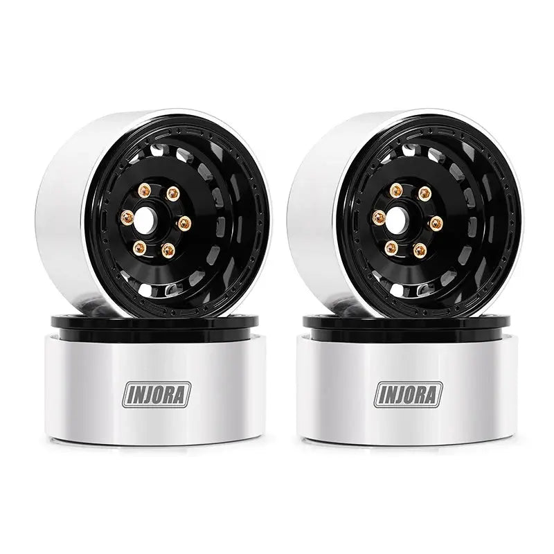 4 jantes INJORA 1,9" noir en aluminium CNC pour crawlers RC 1/10 (W1903)