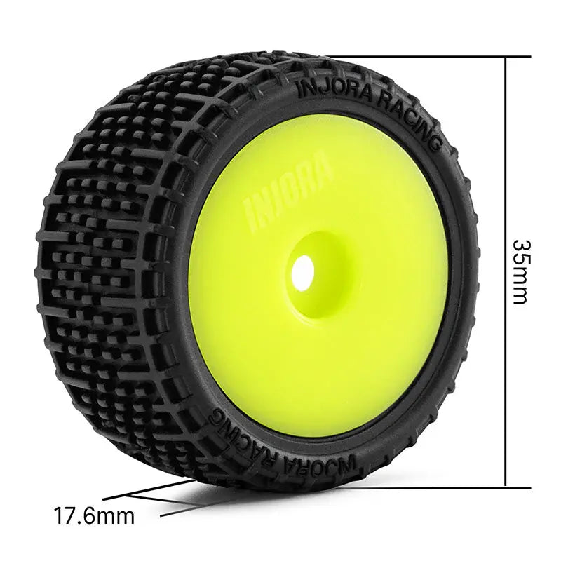 2 roues de Buggy Injora non collées Losi Micro-T 1/28 jaune - MBT04-YE