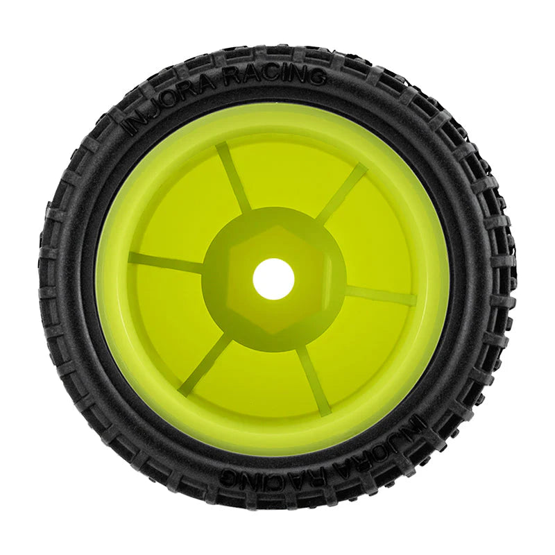 2 roues de Buggy Injora non collées Losi Micro-T 1/28 jaune - MBT04-YE