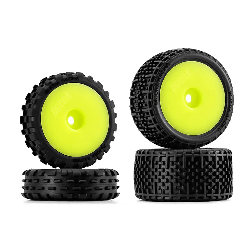 4 roues de Buggy Injora non collées Losi Micro-B 1/24 jaune - MBT03-YE