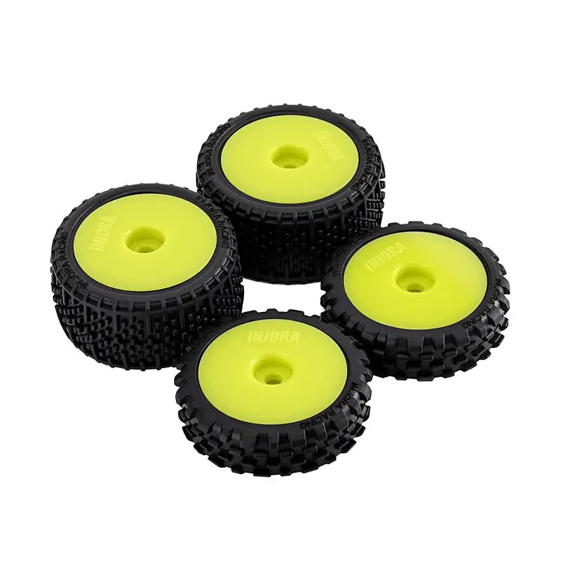 4 roues de Buggy Injora non collées Losi Micro-B 1/24 jaune - MBT03-YE