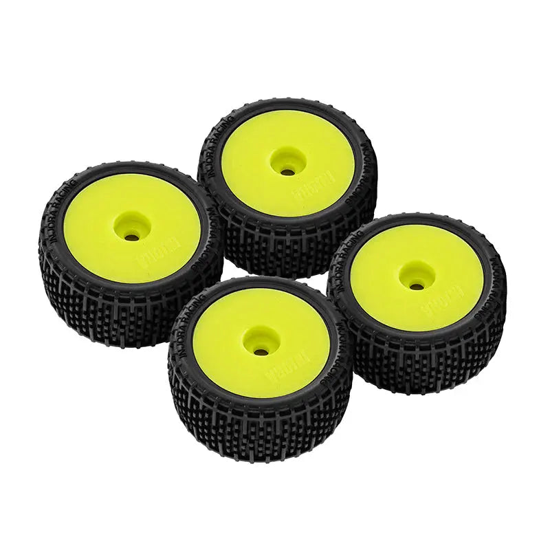 2 roues de Buggy Injora non collées Losi Micro-T 1/28 jaune - MBT04-YE