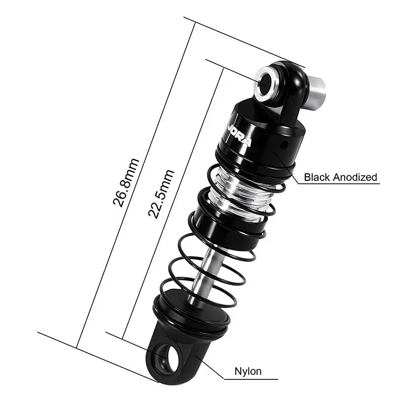 Amortisseurs hydrauliques en aluminium Injora 22,5 mm pour Axial SCX30 1/30
