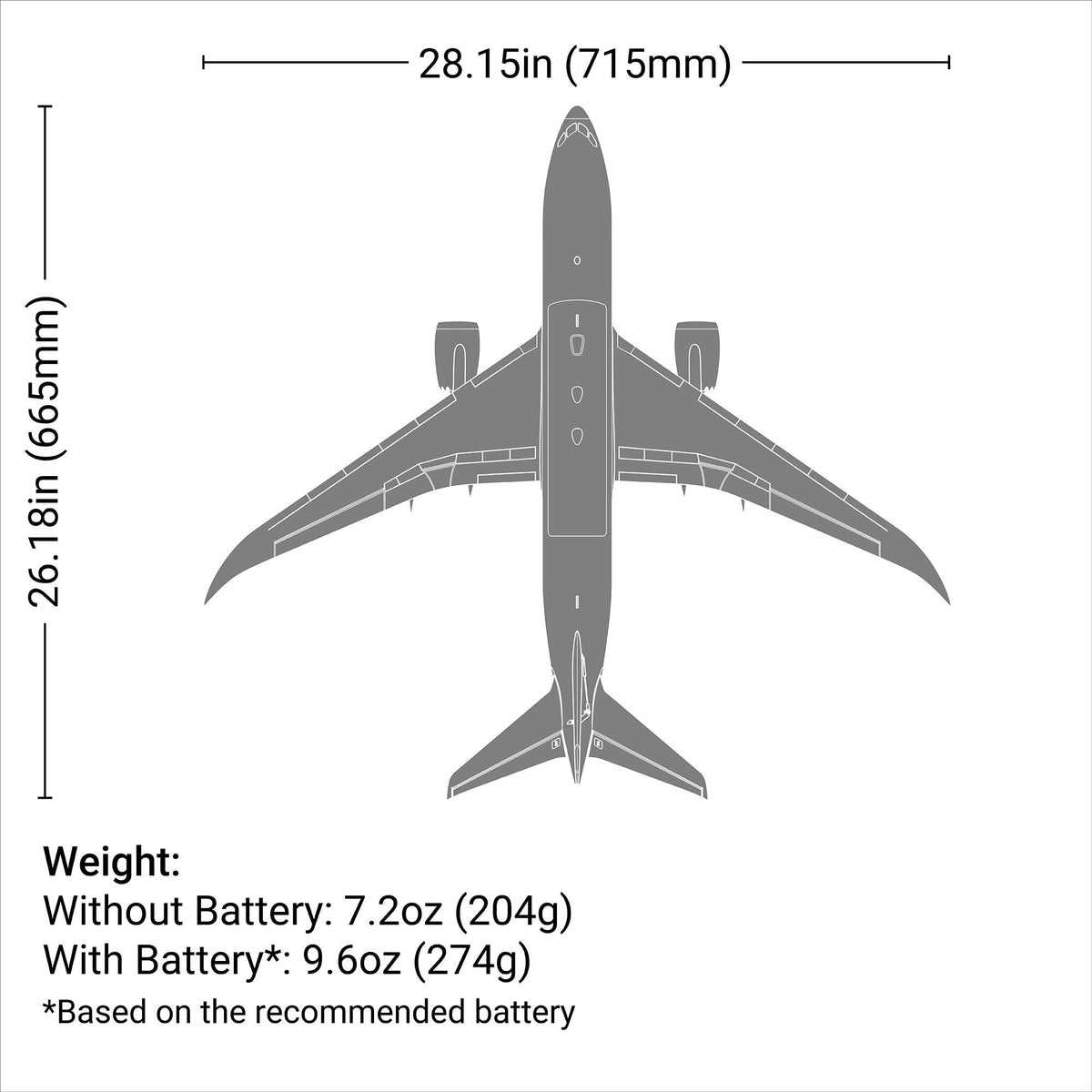 Avion RC E-flite Micro Boeing 787 Dreamliner BNF Basic – Double EDF 30 mm