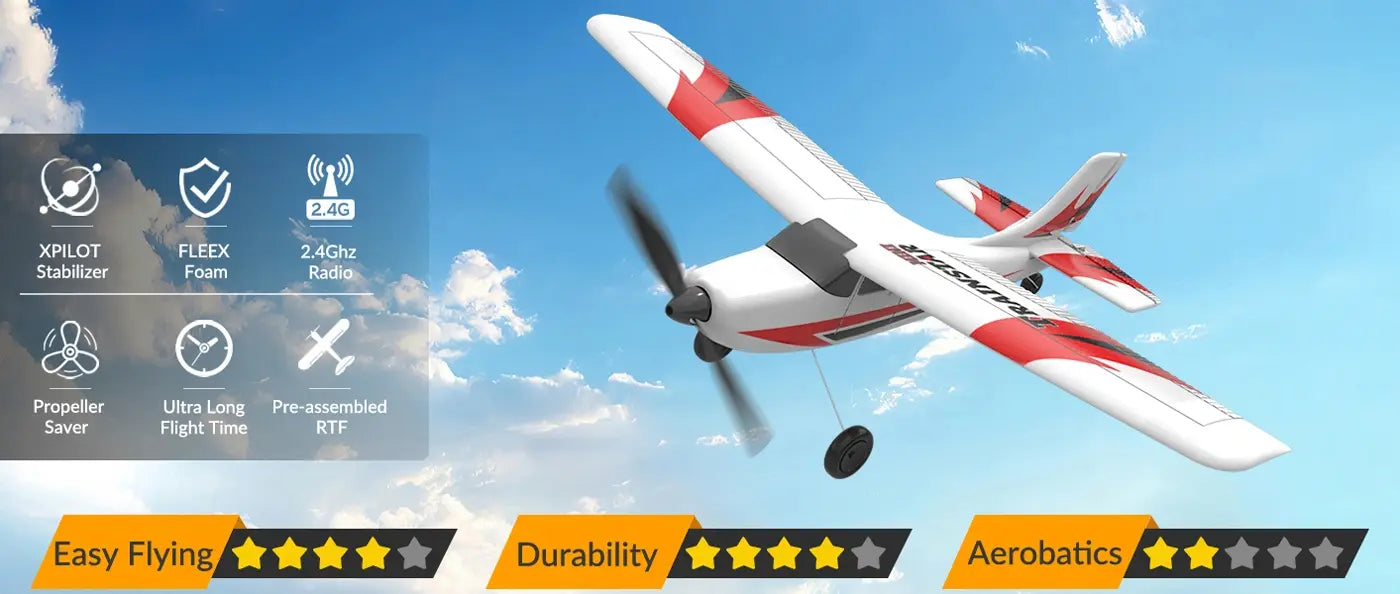 Avion RC débutant V761-1 Volantex Trainstar Mini 3 voies Gyro 400mm RTF Rouge