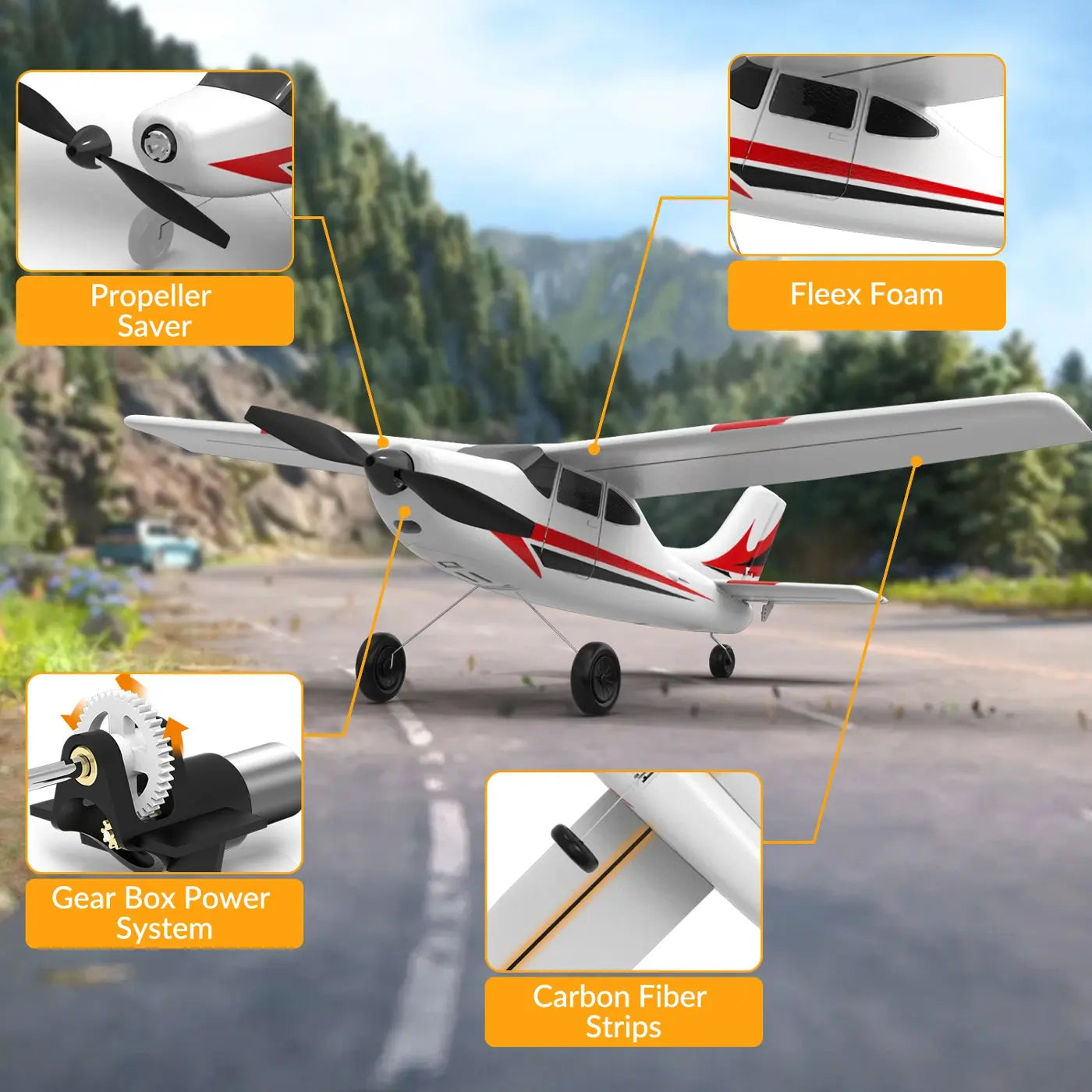 Avion RC débutant V761-1 Volantex Trainstar Mini 3 voies Gyro 400mm RTF Rouge