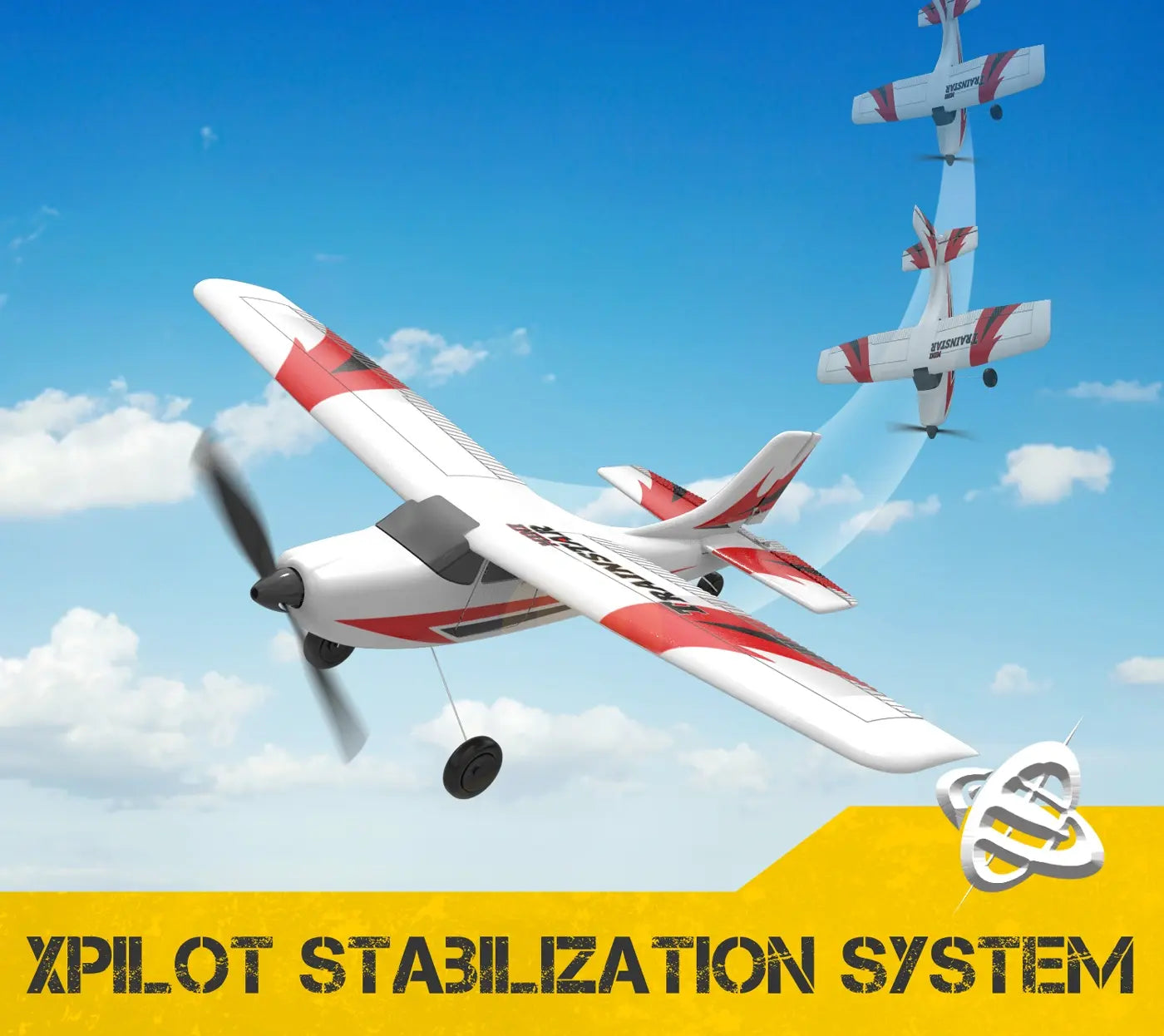 Avion RC débutant V761-1 Volantex Trainstar Mini 3 voies Gyro 400mm RTF Rouge