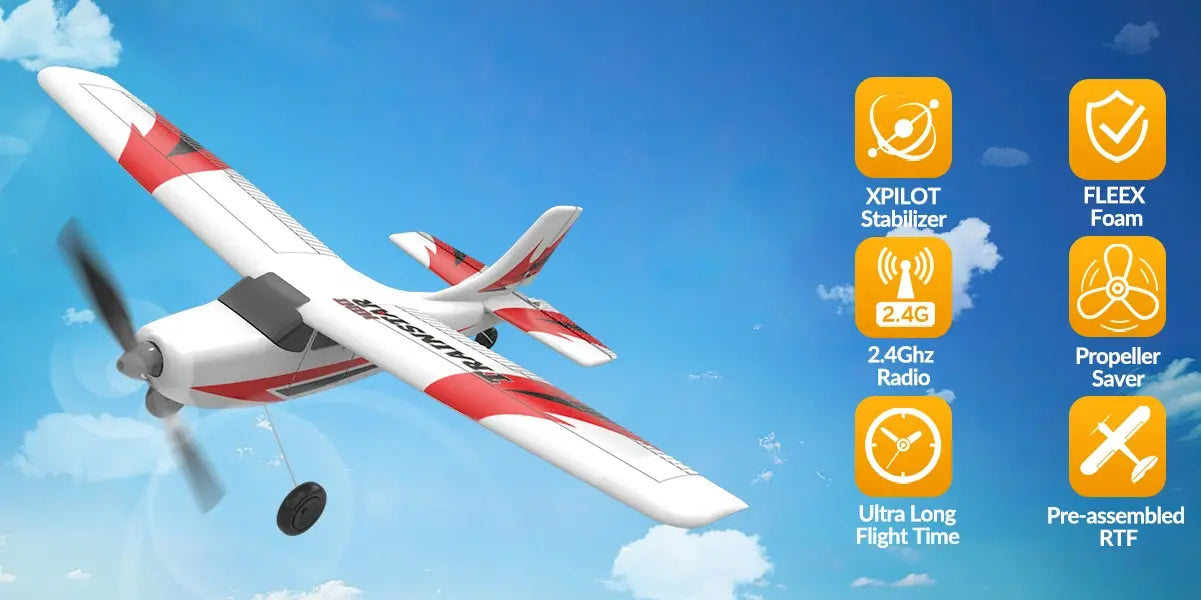 Avion RC débutant V761-1 Volantex Trainstar Mini 3 voies Gyro 400mm RTF Rouge