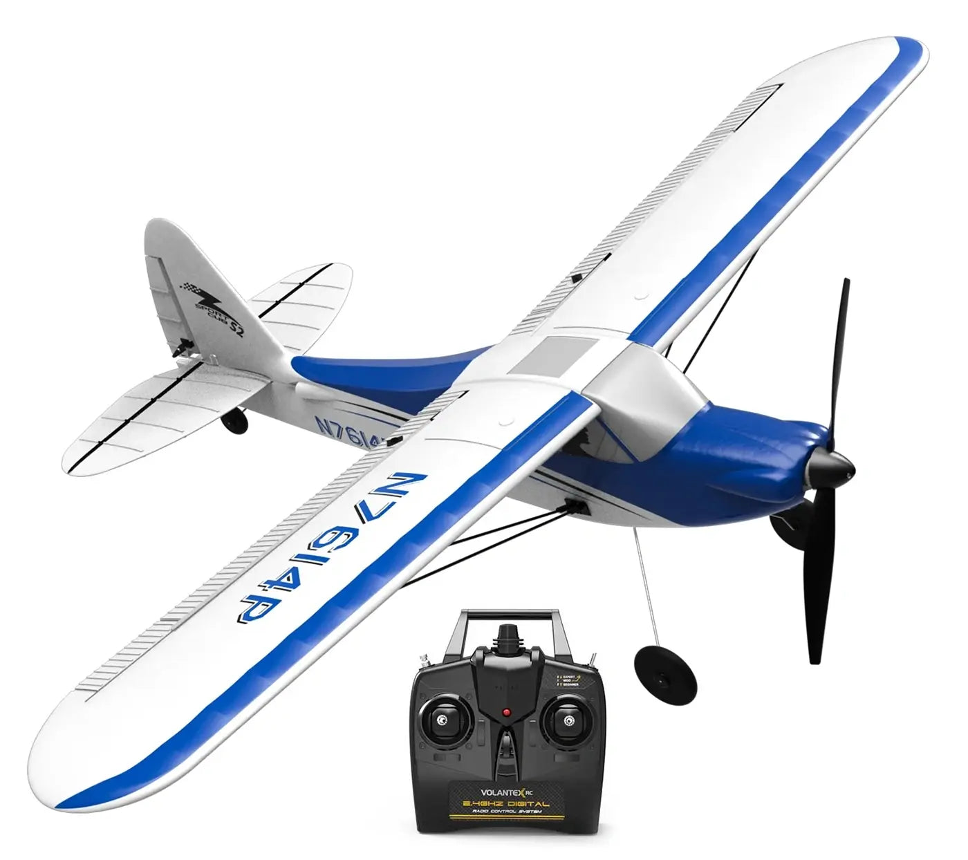 Avion RC débutant V761-4 Volantex Sport CUB 500 4CH avec stabilisateur de vol bleu
