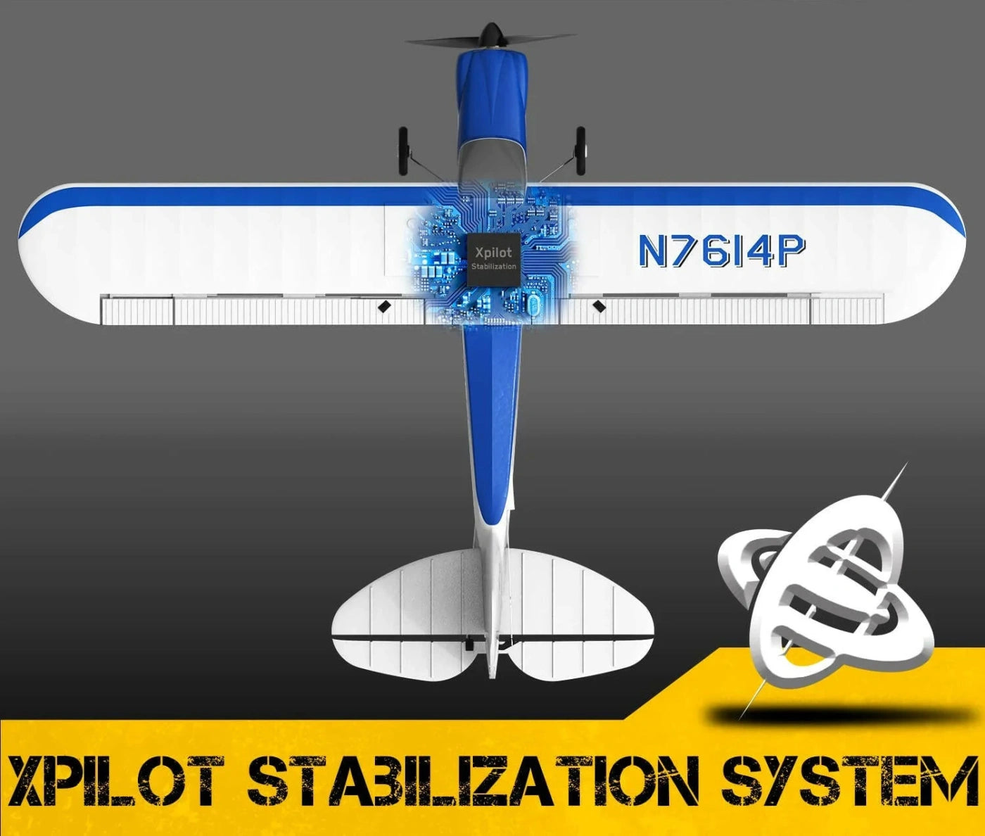 Avion RC V761-4 Volantex Sport CUB 500 4CH avec stabilisateur de vol bleu