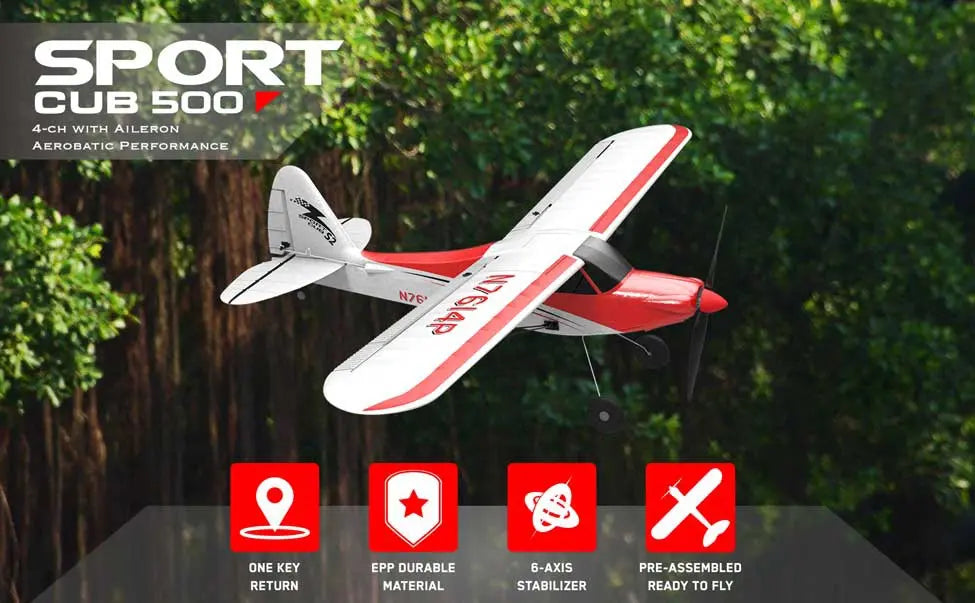 Avion RC débutant V761-4 Volantex SPORT CUB 500 4CH avec stabilisateur de vol