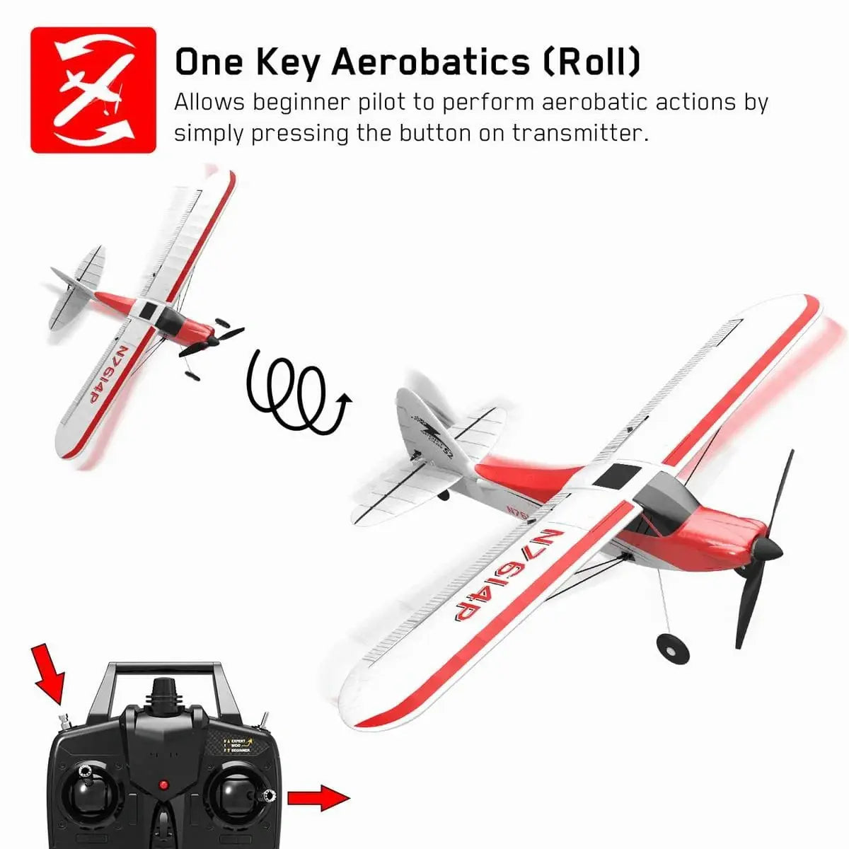Avion RC débutant V761-4 Volantex SPORT CUB 500 4CH avec stabilisateur de vol