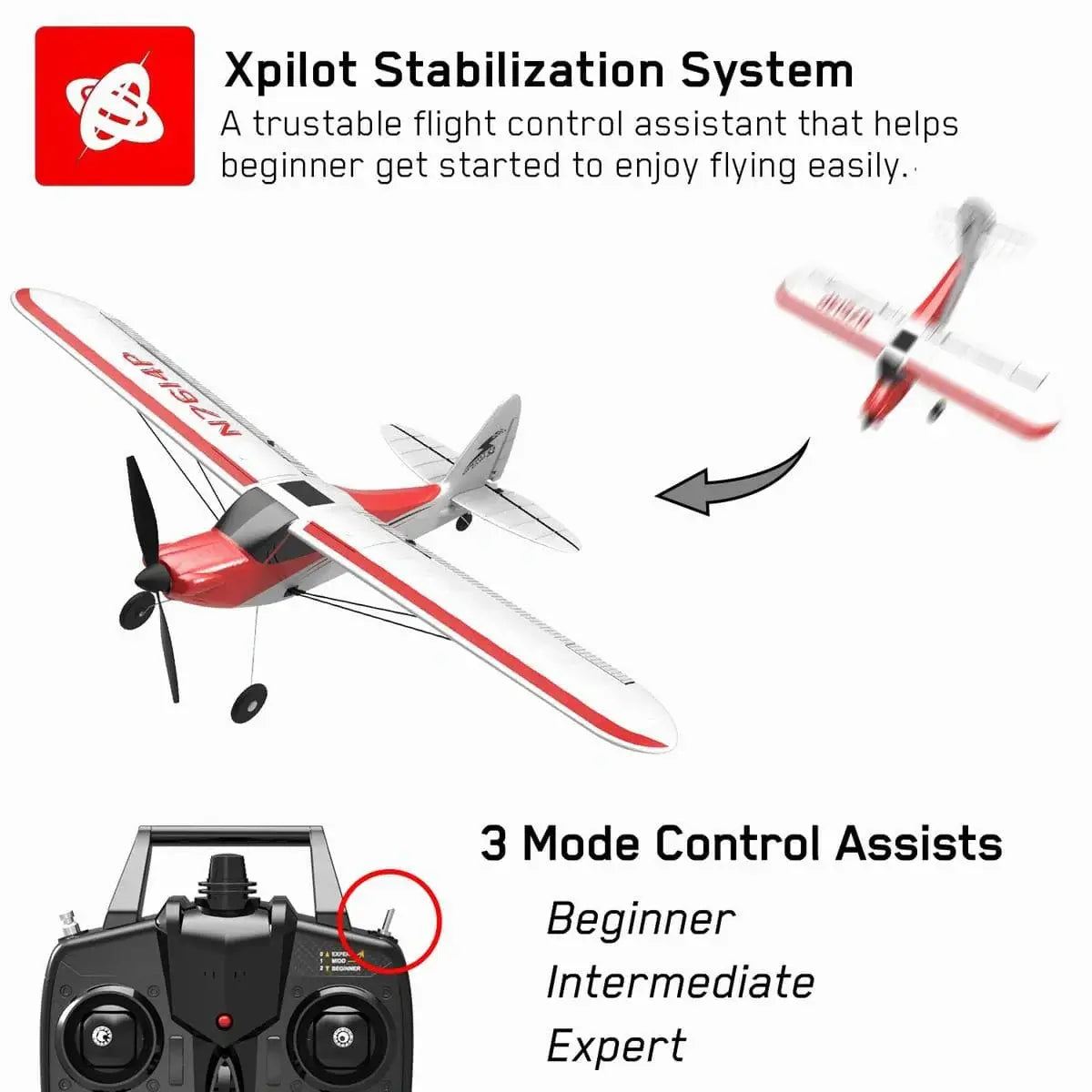 Avion RC débutant V761-4 Volantex SPORT CUB 500 4CH avec stabilisateur de vol