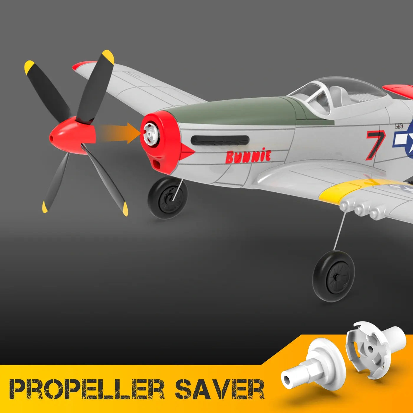 Avion RC débutant V761-5V2 rouge Volantex MUSTANG V2 4CH avec stabilisateur de vol