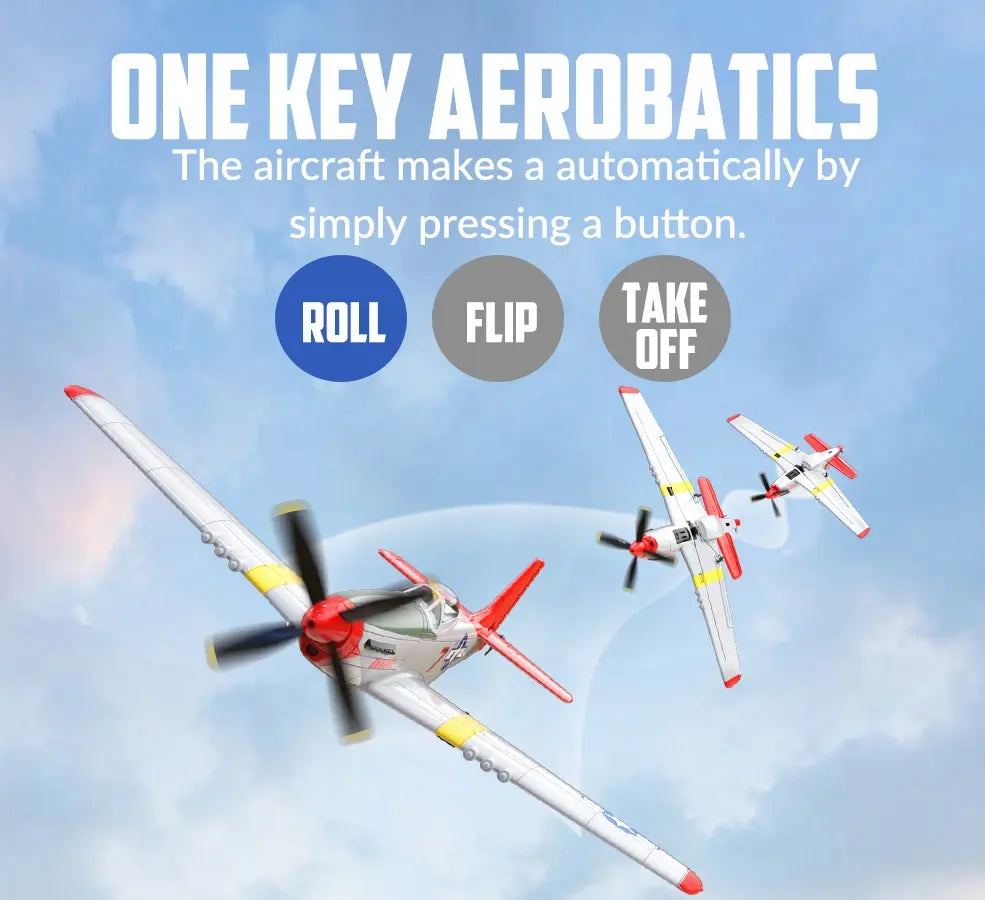 Avion RC débutant V761-5V2 rouge Volantex MUSTANG V2 4CH avec stabilisateur de vol