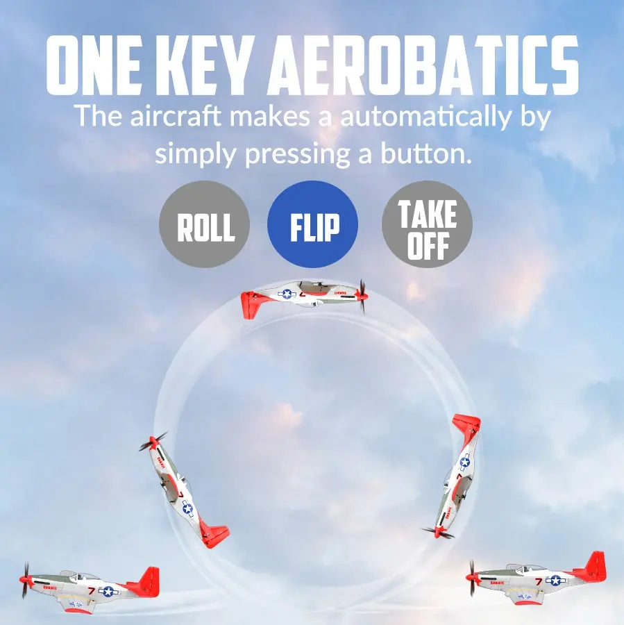 Avion RC débutant V761-5V2 rouge Volantex MUSTANG V2 4CH avec stabilisateur de vol