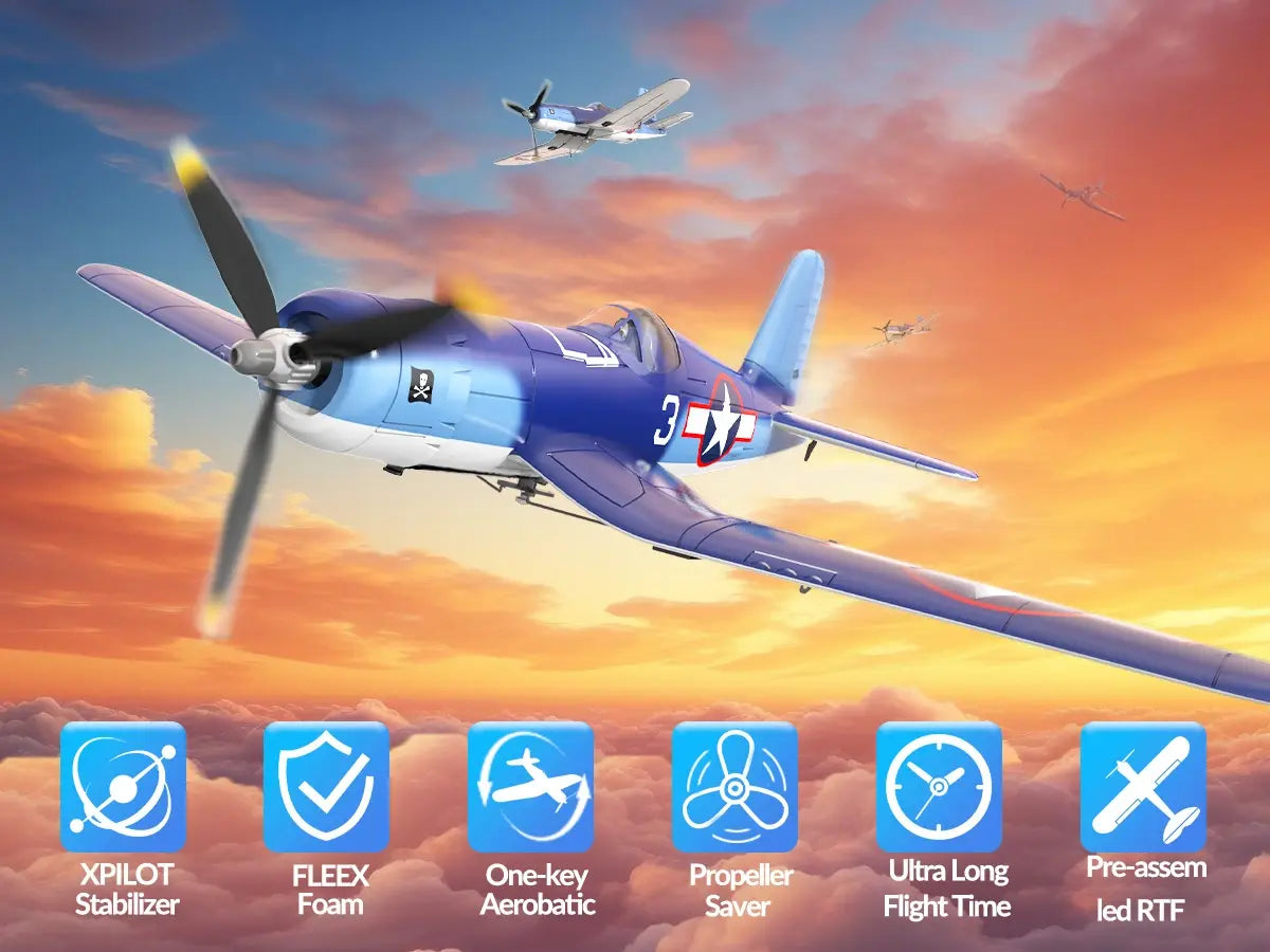 Avion RC débutant Volantex Corsair F4U 4CH avec stabilisateur de vol EPP RTF - V761-8V2