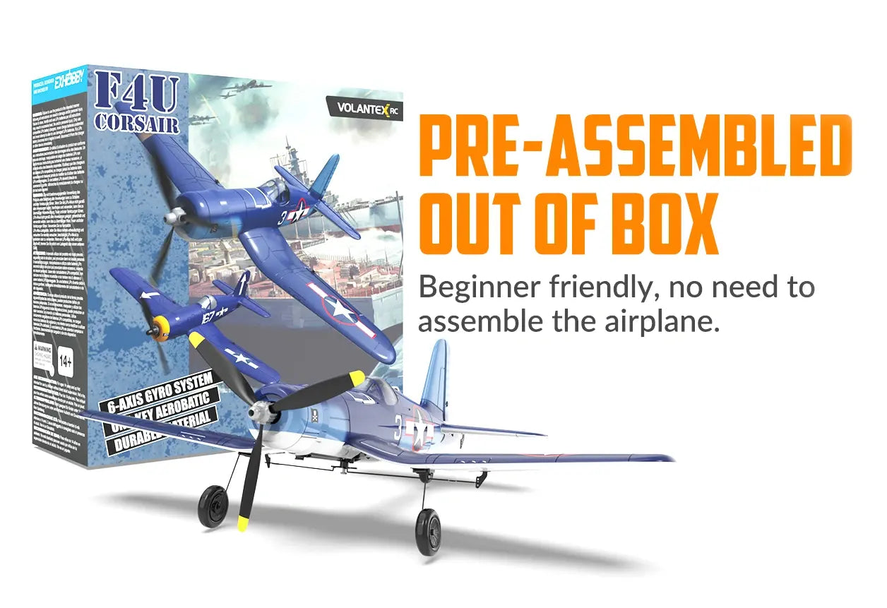 Avion RC débutant Volantex Corsair F4U 4CH avec stabilisateur de vol EPP RTF - V761-8V2