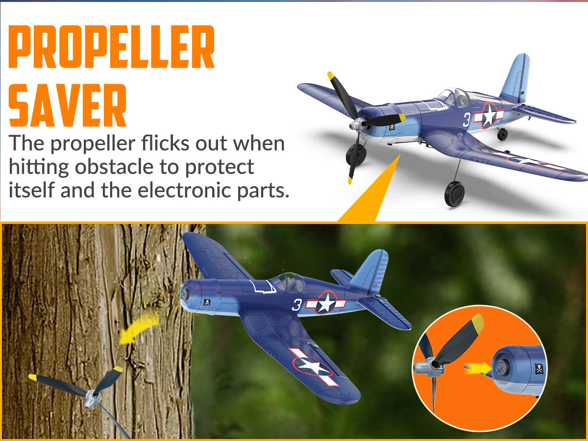 Avion RC débutant Volantex Corsair F4U 4CH avec stabilisateur de vol EPP RTF - V761-8V2