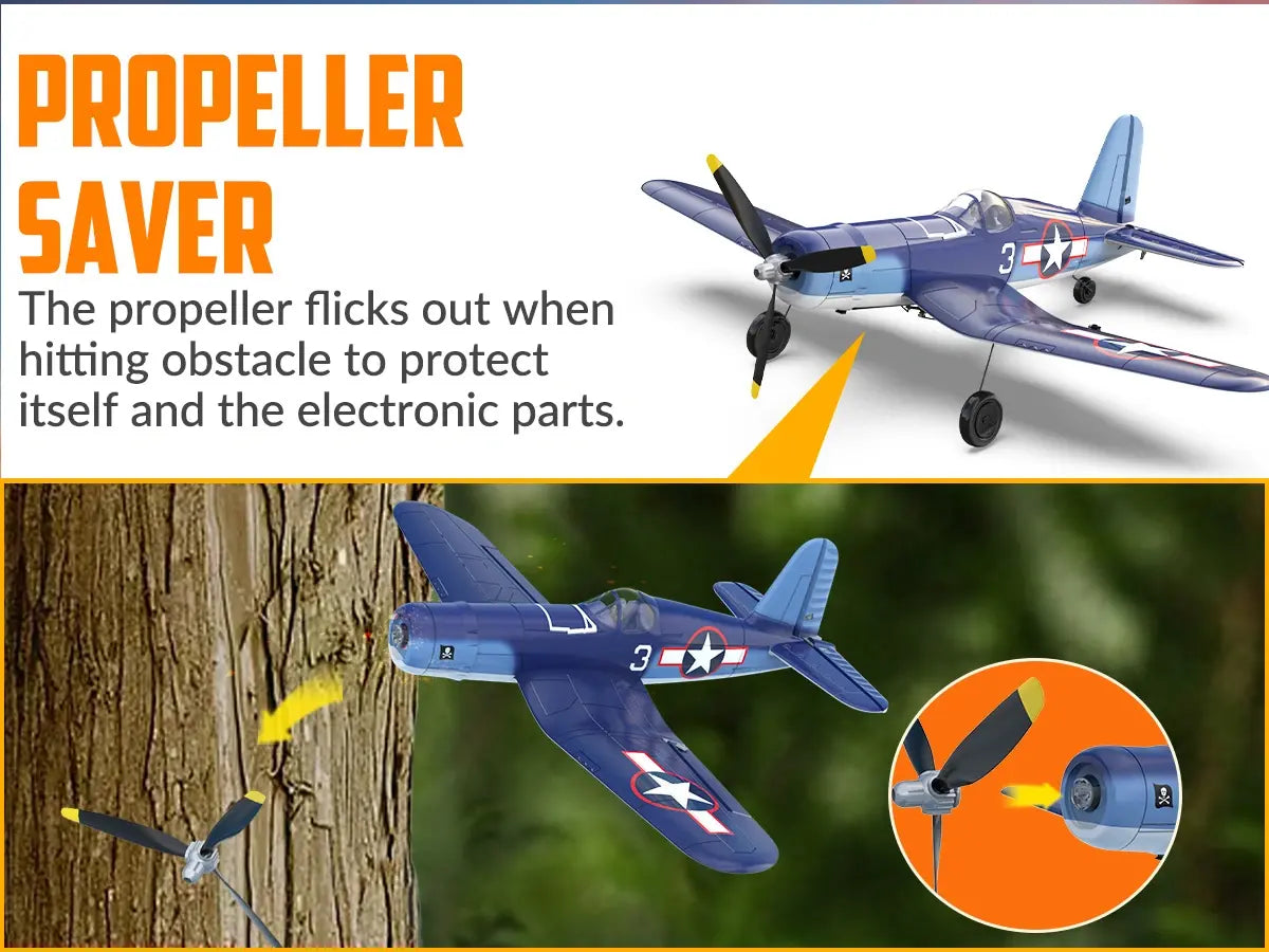 Avion RC débutant Volantex Corsair F4U 4CH avec stabilisateur de vol EPP RTF - V761-8V2