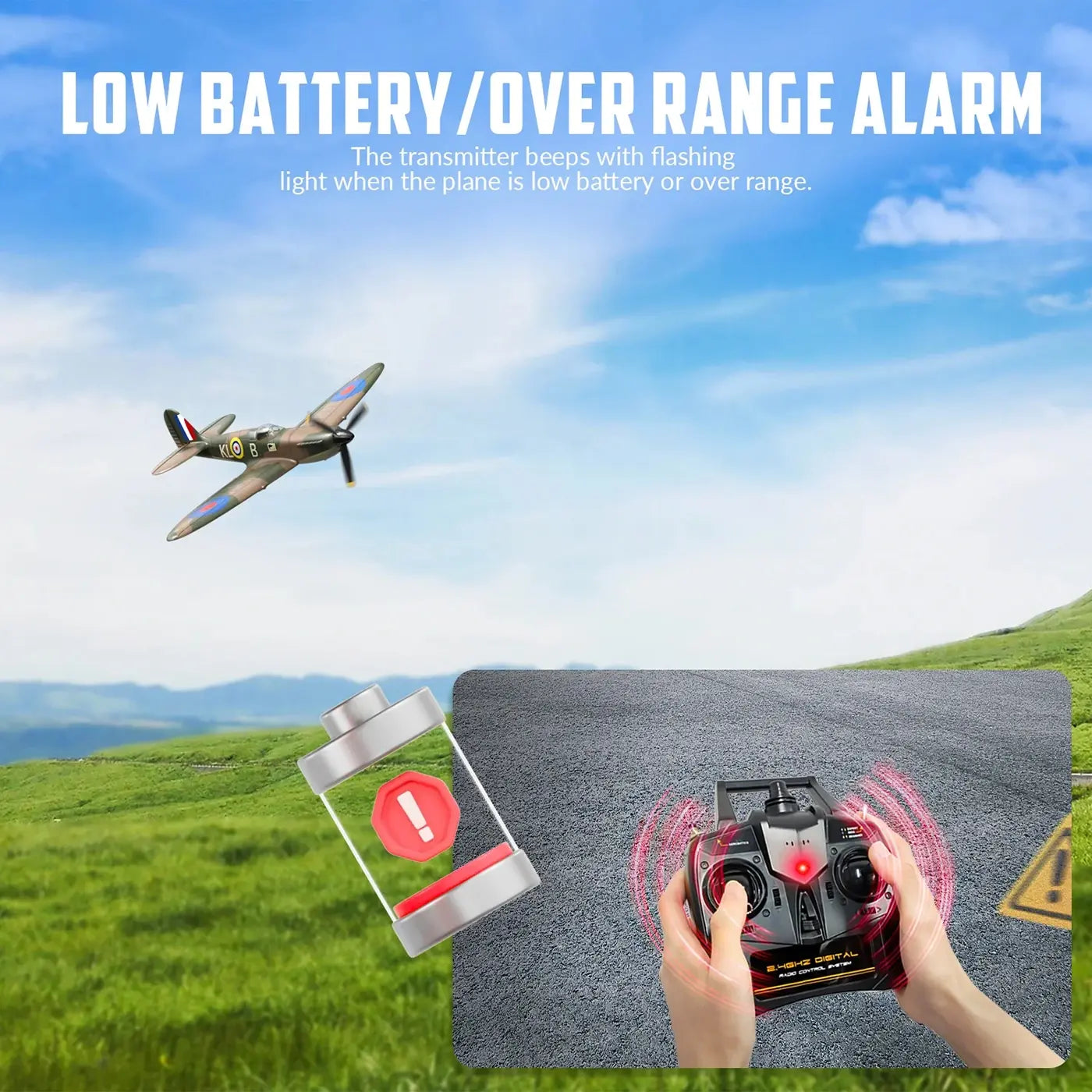 Avion RC débutant V761-12V2B Volantex SPITFIRE avec stabilisateur de vol