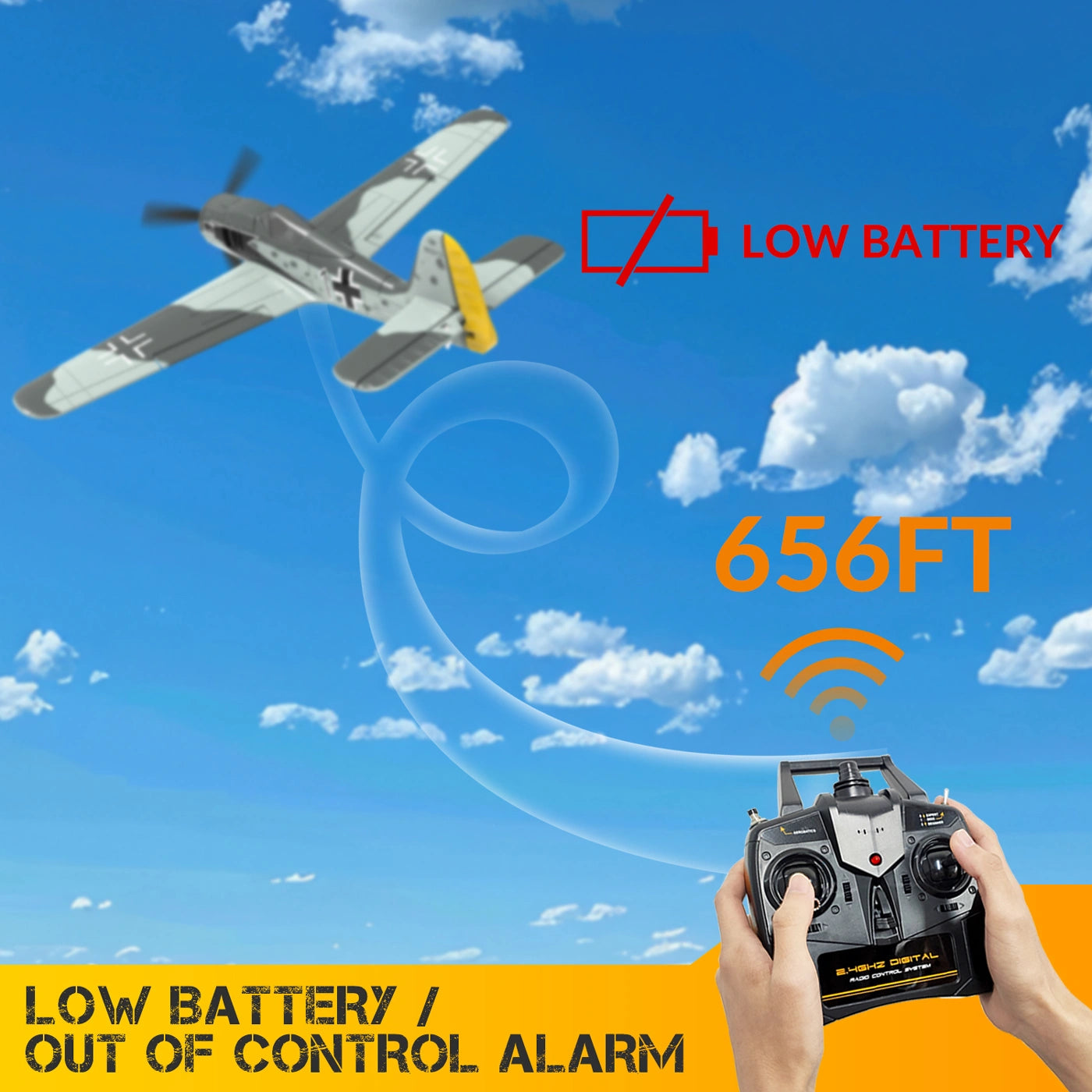 Avion RC débutant V761-17 Volantex Focke Wulf FW190 4ch 400mm avec gyro EPP RTF