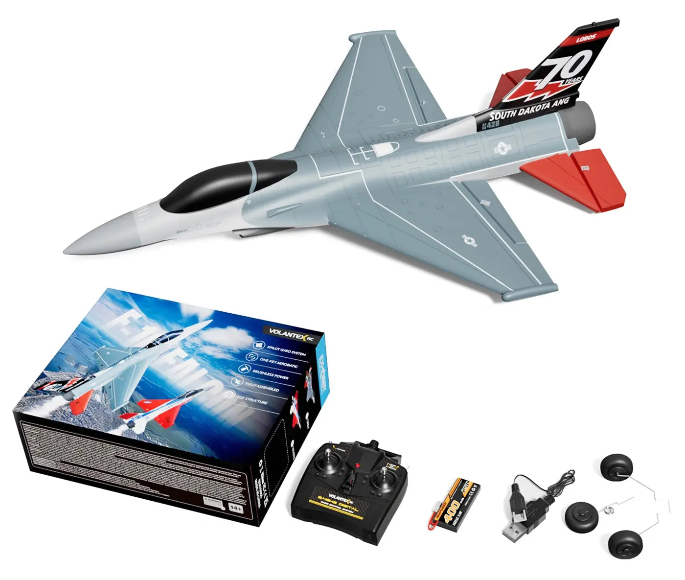 Avion F16 Fighting Falcon Gyro Brushless 4CH 300mm RTF - Breizh Modélisme.