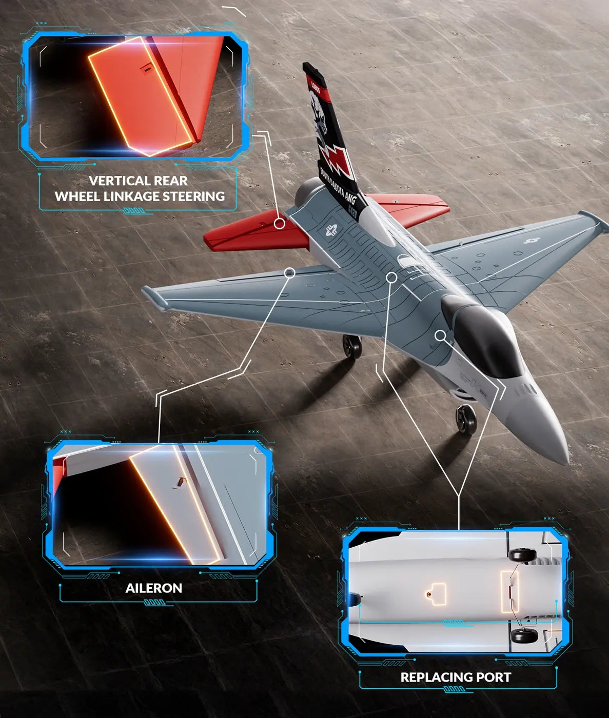 Avion F16 Fighting Falcon Gyro Brushless 4CH 300mm RTF - Breizh Modélisme.