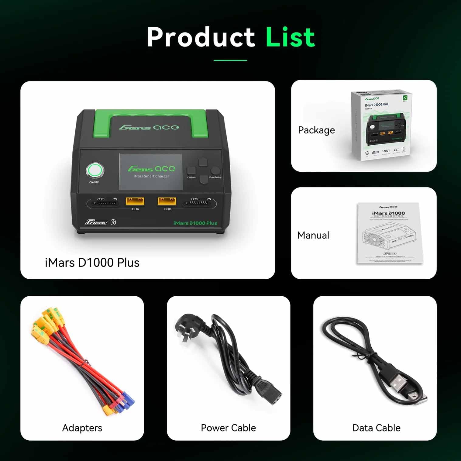 Chargeur duo intelligent Gens ace iMars D1000 CA 1000 W G-Tech - GEAD1000-EB