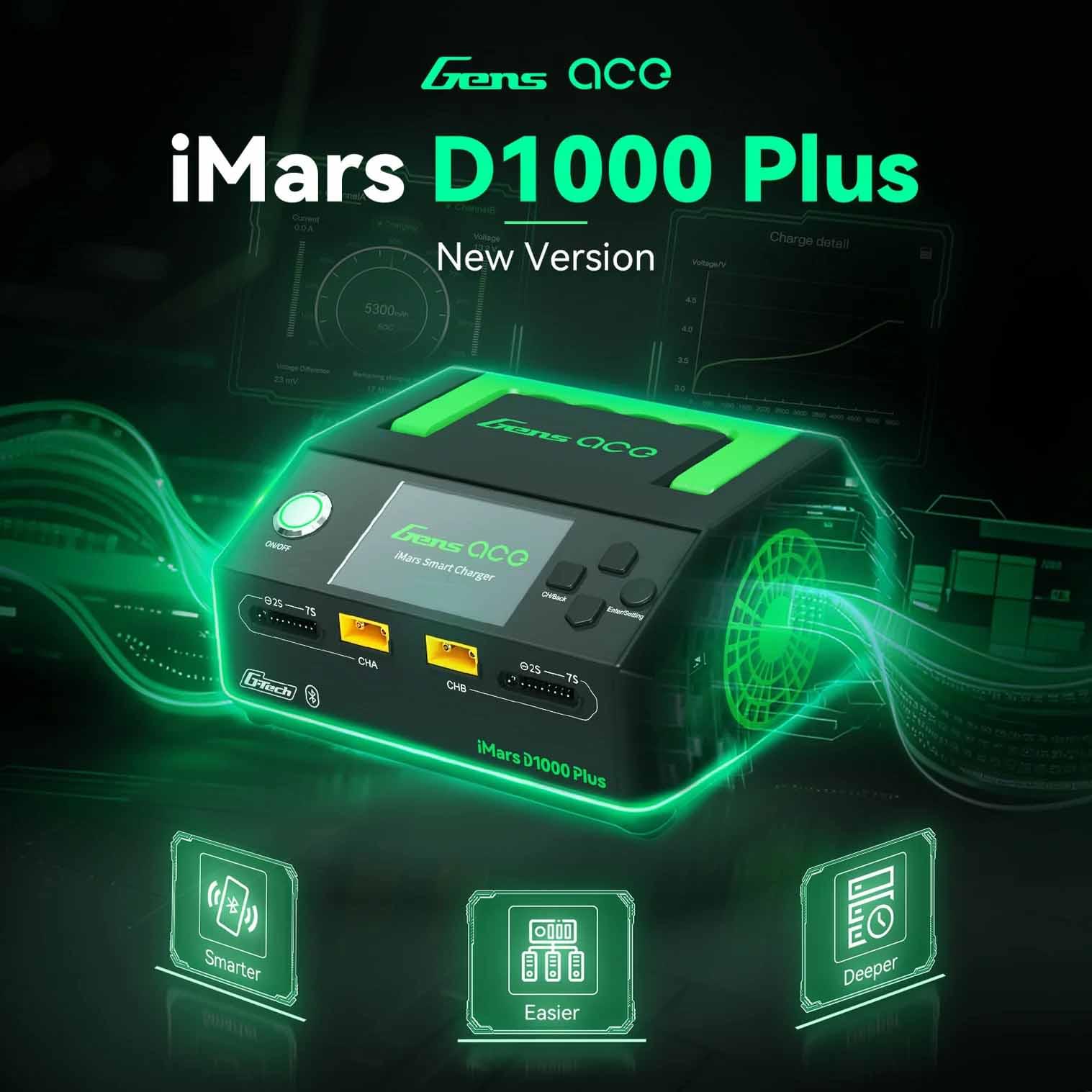 Chargeur duo intelligent Gens ace iMars D1000 CA 1000 W G-Tech - GEAD1000-EB
