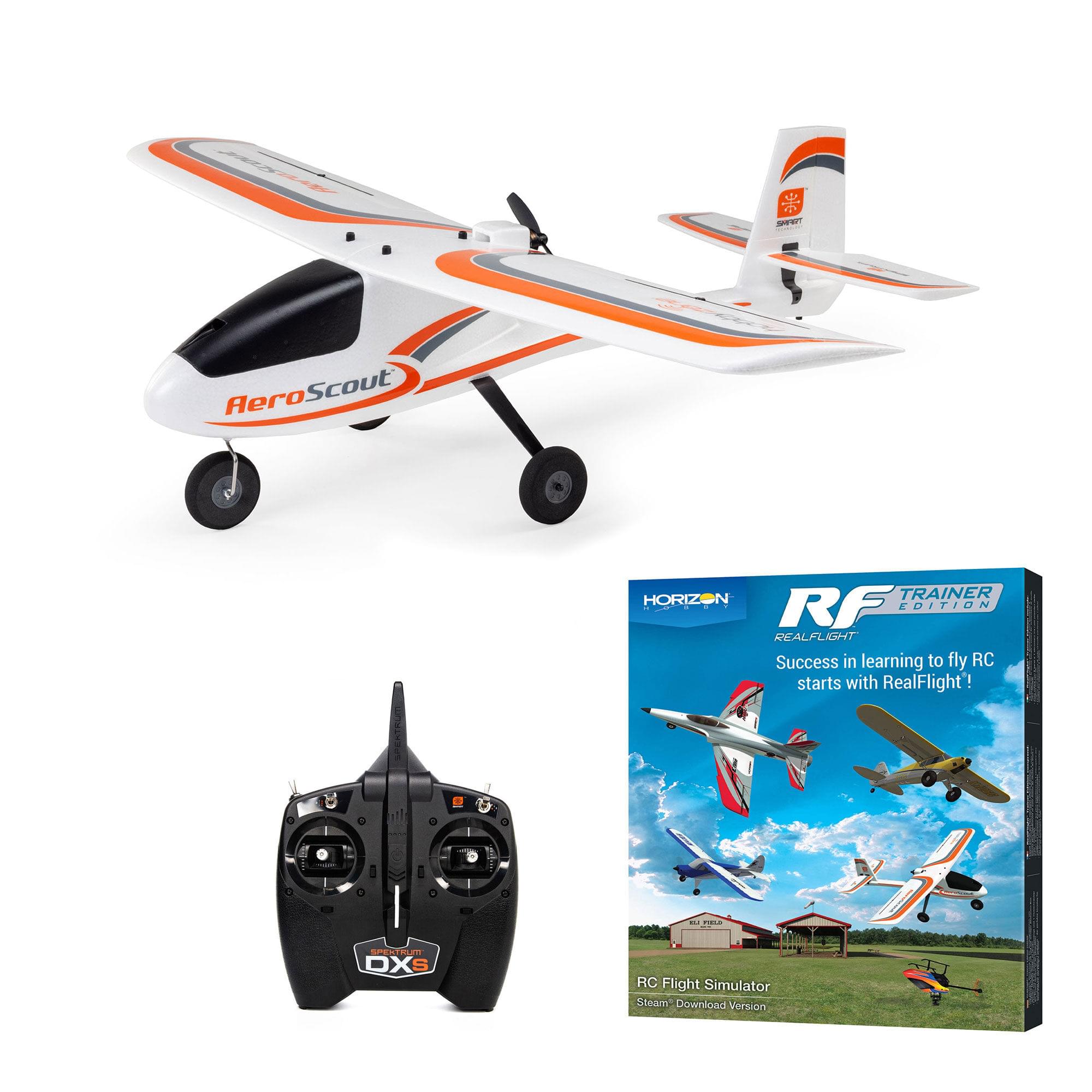 Avion RC HobbyZone AeroScout S 2 1.1m RTF Basic avec SAFE et RealFlight - Breizh Modélisme.