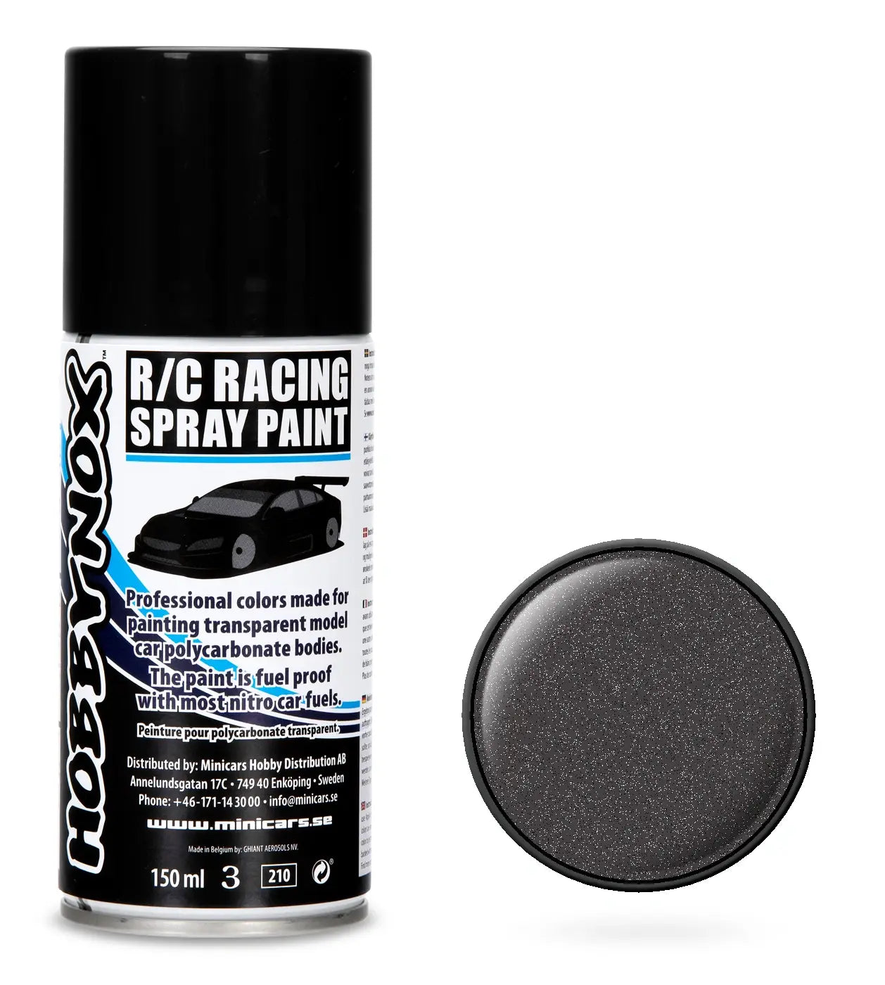 Peinture Lexan pour carrosserie gun métal 150ml - HN1202 - Breizh Modélisme.