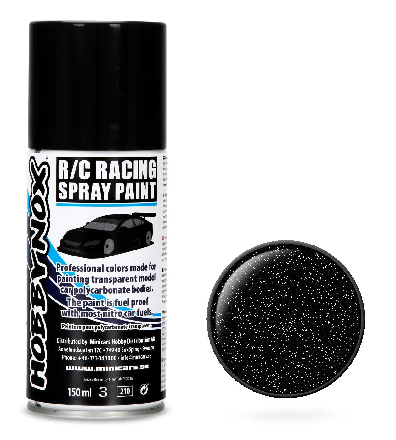 Peinture Lexan pour carrosserie noir métallisée 150ml - HN1203
