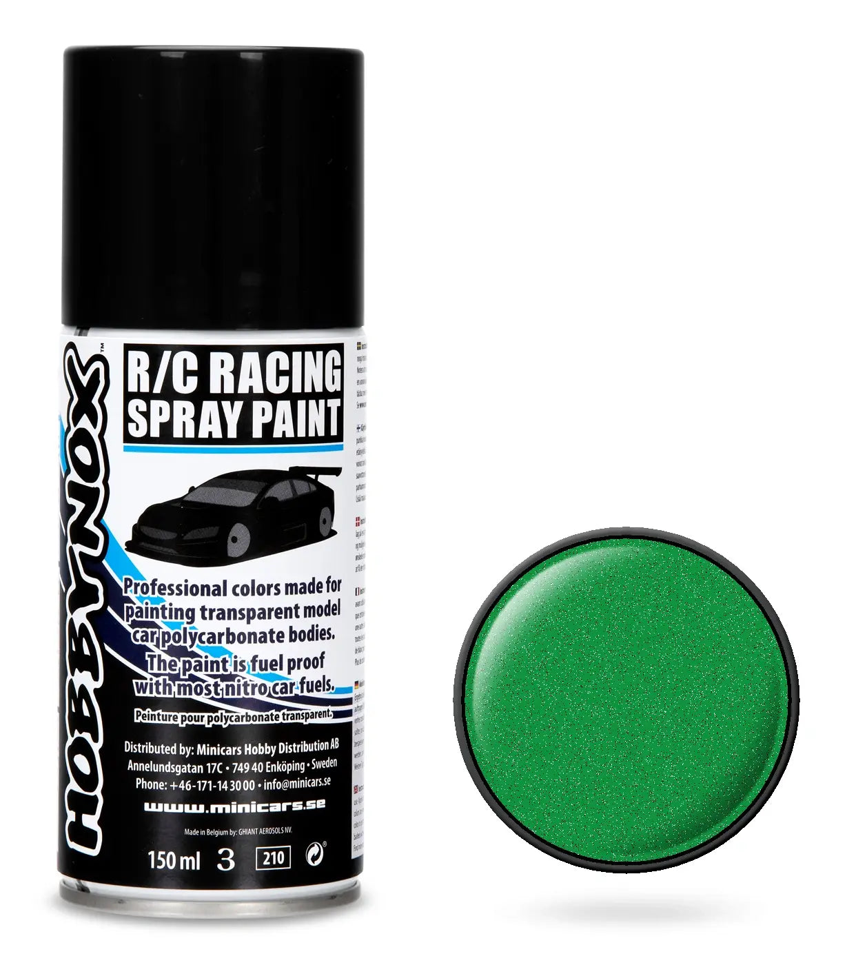 Peinture Lexan pour carrosserie vert métallisée 150ml - HN1204 - Breizh Modélisme.